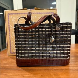 Brighton Brown and Cream Woven Tote Bag